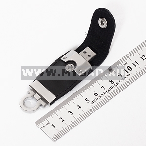 USB флеш-диск на 2 GB, черный, кожа (иск.,пресс.,натур.), металл, MG17209.BK.2gb с лого
