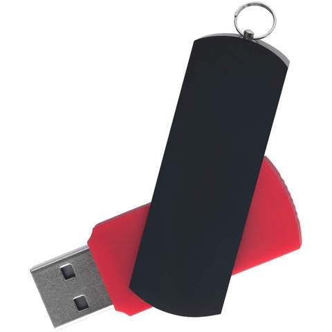 Красная с черным флешка 8 гб, металл и пластик soft-touch «ЕЛЕГАНКЕ-КОЛОР»