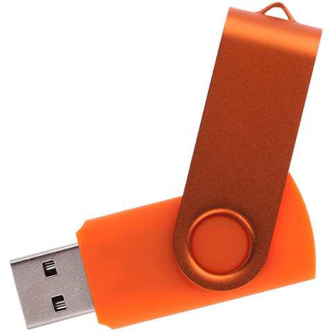 Флешка 64 ГБ оранжевая, металл и пластик soft-touch «ТВИСТ-КОЛОР»